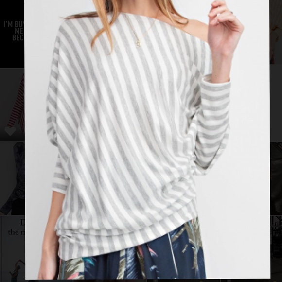 LS Striped Terry Knit Asymmetrical Tunic - Picture 3 of 3